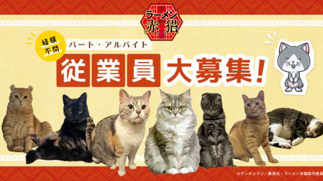 【求猫】ラーメン赤猫 “従業員(猫)”大募集！